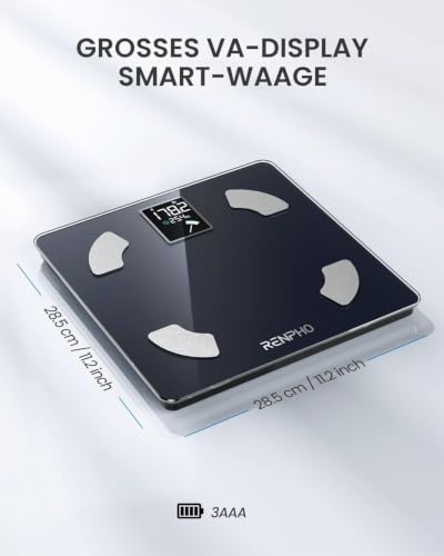 RENPHO Personenwaage Digital mit Großem VA-Display, Waage mit Körperfett und Muskelmasse, 13 Körpermaße, Elis 1 – Ansicht 7
