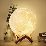 Moon Lamp with Stand Adjustable Brightness and Warm White/Cool White Color, USB Charging Cable. Romantic Moon Light Will Birthday Gifts for Women, Men, Kids, Child, and Baby
