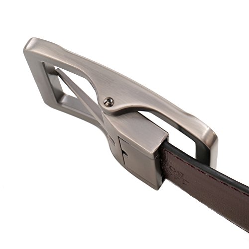 Image of beltox fine Men's Dress Belt Leather Reversible 1Piece (not 2) 1.25 inch Wide Rotated Buckle Gift Box