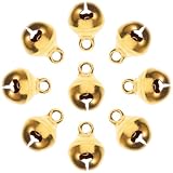 DOITOOL 100 Pezzi Mini Campane Aperte Color Oro 8mm per Fai da Te, Campanelli Artigianali per Collane, Bracciali e Decorazioni Portachiavi, Suono Chiaro per Matrimoni e Feste