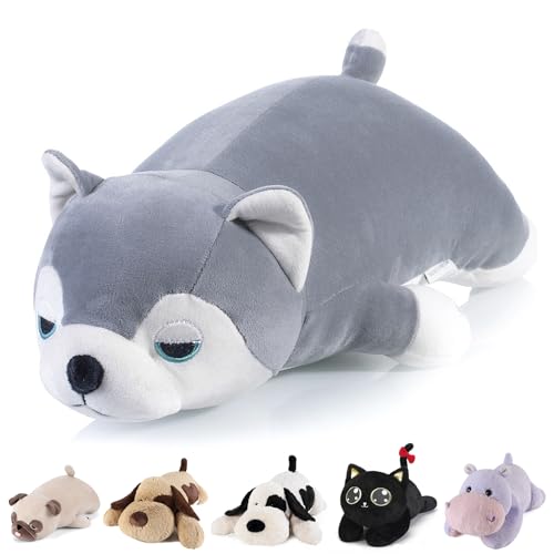 meowtastic Husky Weighted Stuffed Animals - 28 Inch 4.0 Pounds Weighted Plush Huskie Stuffed Animal - Large Husky Toys Pillow - Cute Plush Toy Gifts for Kids & Adults (28