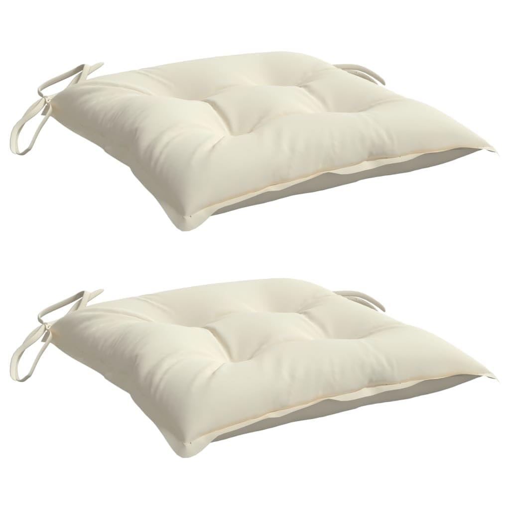 vidaXL Lot de 6 Coussins de Chaise, Galette de Siège avec Jeux de Cordes, Coussin d'Extérieur Imperméable, Blanc Crème 40x40x7 cm Tissu Oxford