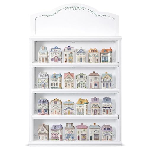 Chunful Vintage Spice Rack Wooden Village Style Hanging Display Jars Shelf