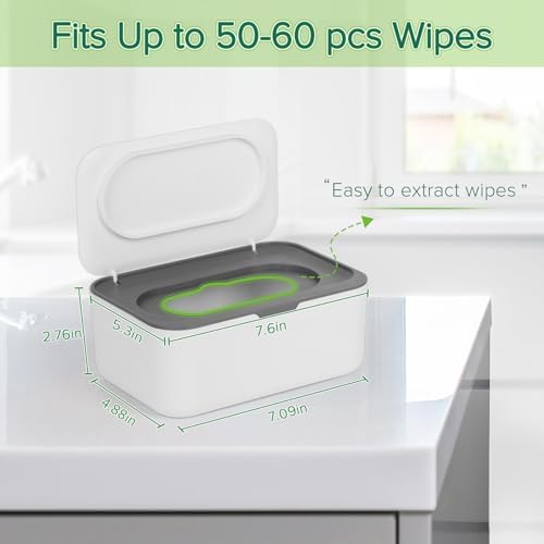 Flenpptly 아기 물티슈 디스펜서, 물티슈 케이스 아기 물티슈 홀더, 그레이 — 사진 2