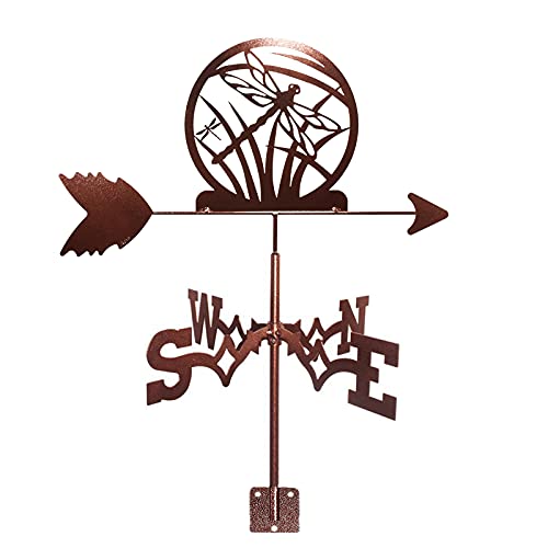 Laumoe Exquisite Metal Weather Vanes Dragonfly Design Cast Iron Weathervane Wind Direction Indicator Creative Sculptures With Anti-Rust Coating Weathercock For Outdoor Insect Decor Craft #TOP27
