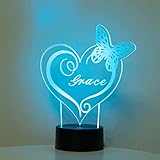 Custom Name Butterfly Night Light LAGOFIT Personalized LED Engraved Name 7 Colorful Night Light for...