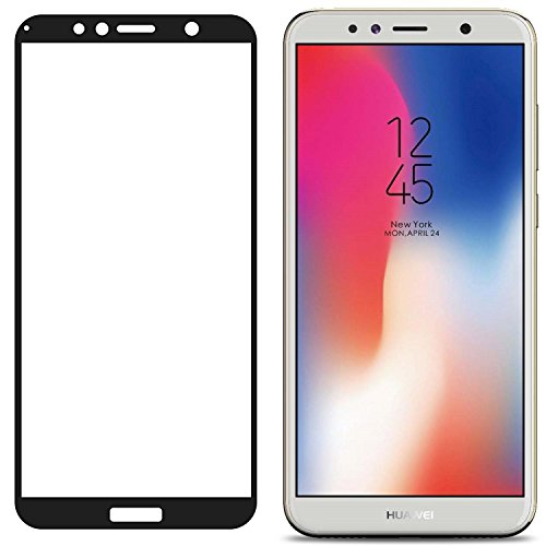 Huawei Y6 2018 Screen Protector, Coveron [Invisiguard Series] Premium Full Coverage Tempered Glass Screen Protector For Huawei Y6 2018 - Clear With Black Rim #TOP3