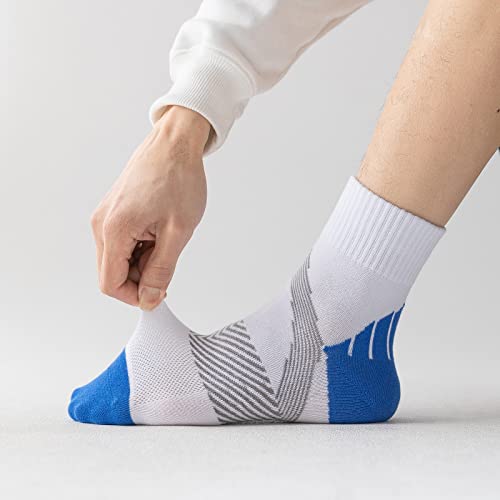 J.WMEET Men's Quarter Ankle Socks Athletic Running Hiking Cushion Performance Ventilation Sports Cotton Socks 6 Pack4