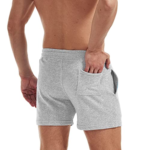 Aimpact Mens Sweat Workout Shorts 5 Inch Inseam Casual Athletic Jogger Short Shorts For Men(Light Gray M(Xl) #TOP4