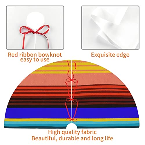 Christmas Tree Skirt Mexican Stripes 30 Inch Plush Xmas Tree Skirt Santa Tree Mat Festive Holiday Party Home New Year House Decorations #TOP3