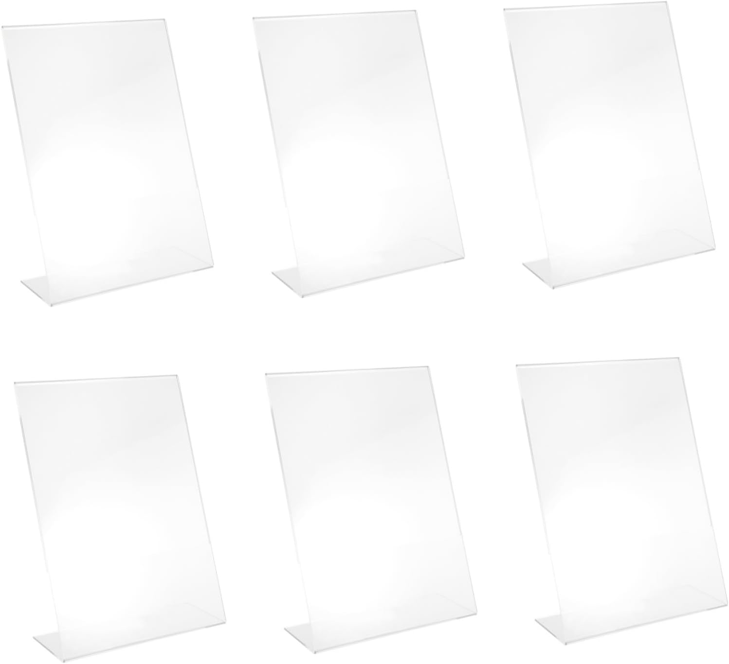 6pcs Shape Acrylic Price Tag Holders Transparent Sign Display Stands for Menu Retail Office Trade Shows Easy to Insert Stable Base for Visibility