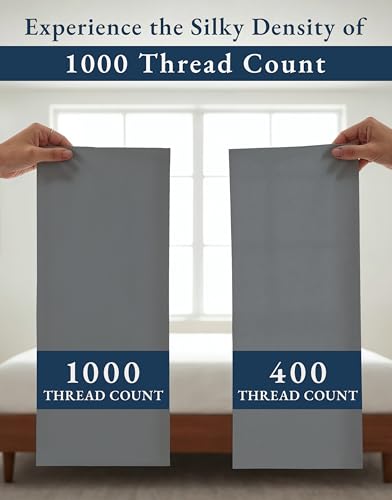 Image of LANE LINEN Cooling Sheets Full 100% Egyptian Cotton Sateen - Charcoal