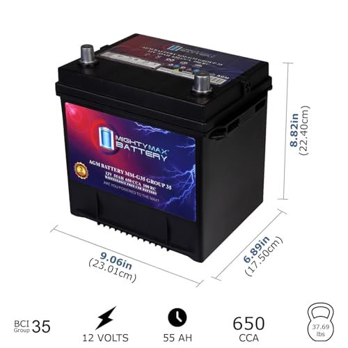 Mighty Max MM-G35 Group 35 AGM Battery — 12V 55Ah, 650 CCA - Image 3