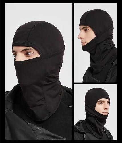 2THESTARS Balaclava Ski Mask for Men Winter Windproof Thermal Shiesty Mask Hood Neck Warmer Women Cycling Cold Weather - Black Plain — view 6