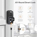 Video Smart Lock with Doorbell, 6 in 1 Keyless Entry Door Lock, Built-in WiFi Camera Deadbolt Lock for Front Door, Fingerprint, Keypad Code, App Control, Voice Control, Auto Lock, IP65, Video Calling - Image 5
