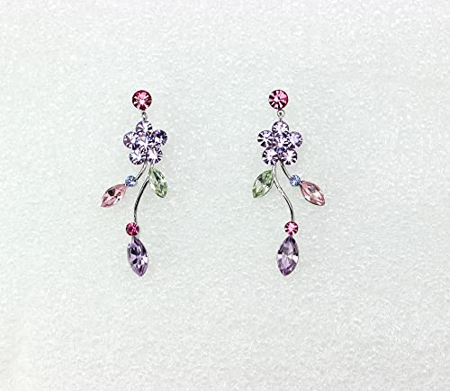 Image of Faship Gorgeous Rhinestone Crystal Floral Necklace Earrings Set