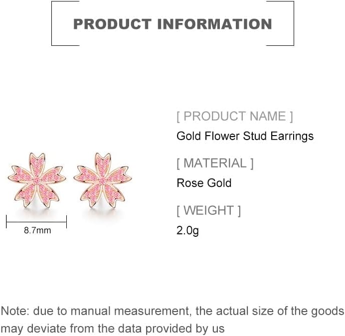 14K Rose Gold Flower Stud Earrings for Women,Dainty Rotatable Sakura Floral Earrings with Moissanite,Fashion Jewelry Gift for Her - Image 2