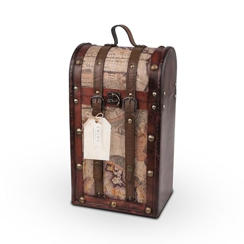 Chateau Old World Wooden Wine Box by Twine, maroon - 2 bottle (0603)