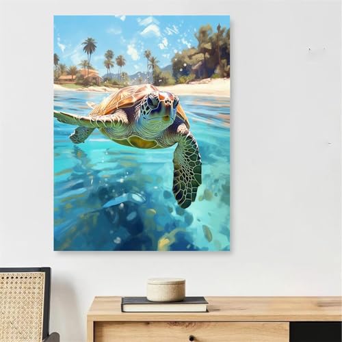 Peinture par numéro animal tortue de mer coloriage toile adulte cadre