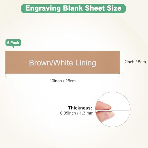 Image of M METERXITY 6-Pack Engraving Blank Materials Double Color 10x2 Inch, 1.3mm Thick ABS Plastic Sheet Yard Signs Name Plate for Door /Office /Home /Conference /Hotel /DIY Carving[Brown /White]