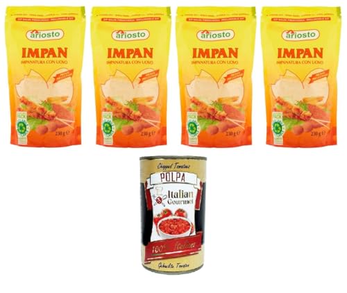 Ariosto Impan Impanatura con Uovo - Empanado Impan con huevo 4 x 230 g + Polpa gourmet italiana 400 g
