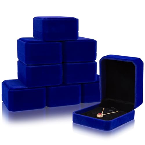 Lamoutor 8Pcs Velvet Necklace Pendant Gift Box Jewelry Gift Box (Blue)