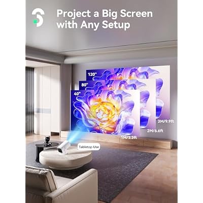 SOOMFON Mini Projector 1080P Support - Portable Small Video Movie Projector Bluetooth 5.1 Auto Keystone Electric Focus for Bedroom/Wall/Home/Outdoor/iPhone/Android/TV Stick