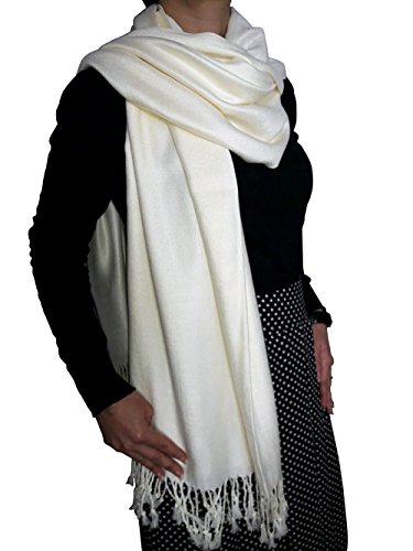 Opulent Luxury Women's Pashmina Cashmere Wrap Scarf Soft Shawl - 80 x 30-Inch - Ivory