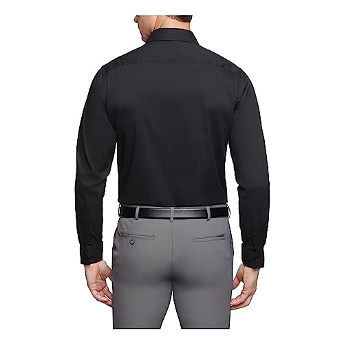 Van Heusen Men's Dress Shirt Regular Fit Stain Shield Stretch, Black, 18"-18.5" Neck 34"-35" Sleeve #TOP1