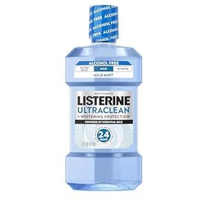 Listerine Ultraclean Alcohol-Free Mild Mouthwash + Whitening Protection*, Alcohol Free Tartar Control Oral Rinse Provides Fresh Breath. Mild Arctic Mint Flavor, 1L