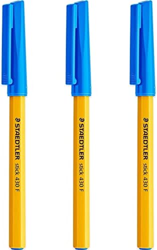 STAEDTLER Fine 0.3mm 430 Stick Ballpoint Pens Writing Pen Smooth - Black & Blue Ink - Pack Of 6