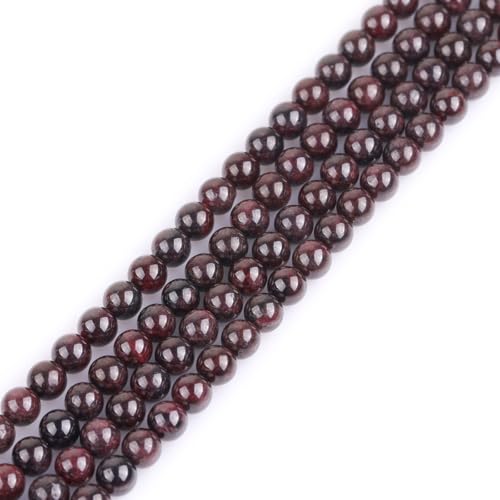 Image of GEM-Inside Natural 6mm Red Garnet Round Gemstone Semi Precious Loose Beads for Jewellery Making 15''