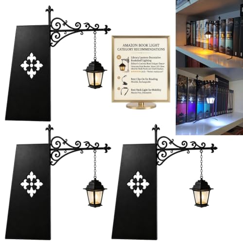 Library Lantern Decorative Bookshelf Light Vintage Hanging Bookend Lamp