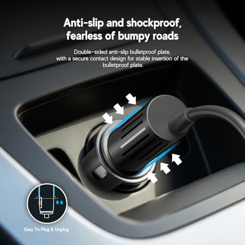 Image of 100W USB C Car Charger DC to DC Adapter for Anker SOLIX C200 C300 Jackery Explorer 240 V2 Portable Power Station DJI Mavic 3 Pro /Mavic 4 Pro Drones Handheld Gaming PC Charging Station USB Cable