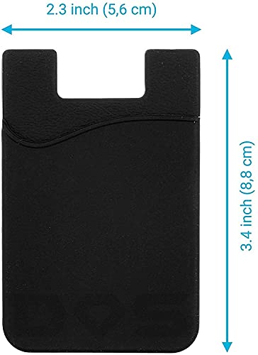 Adhesive Cell Phone Wallet For Back Of Phone Case. Silicone Stick On Sleeve For Iphone, Android & Flat Surfaces, Great For Credit Cards, Business Card, Money & Id Card (Black 1 Pack) #TOP4