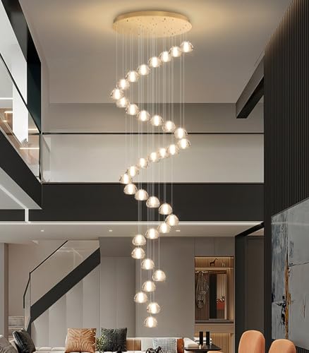 Image of 36 Light 216'' Long Large Crystal Chandeliers LED Chandeliers for High Ceiling Handing Light Fixture for Entrance Hallway Foyer Staircase Lobby Gold