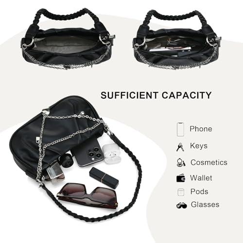 Image of Shoulder Bag for Women Y2K Trendy Ruched Underarm Bag Mini Hobo,the Arm Purses Clutch Purse with Zipper Closure