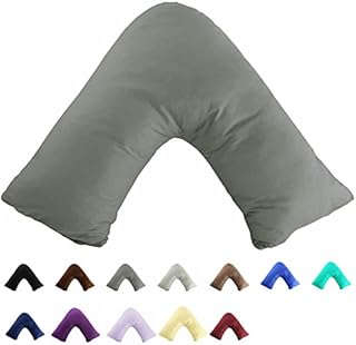 Gyulin 100% Cotton 300 Thread Count Soild Envelope Style V Shaped/Tri/Boomerang Standard Pillow Case Cushion Cover Only Cover No Insert (Dark Grey/Gray)