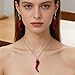 QLUYCKW Italian Horn Necklace Earrings Set for Women Dainty Fashion 14K Gold Plated Red Pepper Pendant Necklace 3D Enamel Chili Hoop Earrings Minimalist Birthday Party Jewelry (Silver)