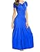 Meaneor Women's Sequin Embroidered Smocked Bodice Knee Length Dress Long Beach Dress Blue XL