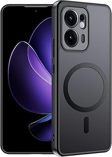 جراب موبايل اوبو رينو 13 اف 4G/5G، جراب حماية مغناطيسي رفيع غير لامع ولطيف على البشرة يدعم الشحن اللاسلكي، غطاء حماية كامل مضاد للصدمات لموبايل اوبو رينو 13F 6.67 انش، اسود