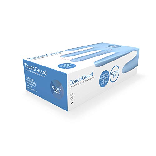 TouchGuard Blue Einweg-Nitrilhandschuhe, Puderfrei und Latexfrei, Karton mit 100 Stück, Größe M