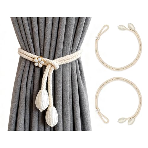 SZMK 2 PCS Fermatenda Boho,Ferma Tende Decorativi,Cravatta per Tende Regolabile,Tiebacks
