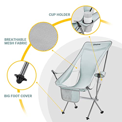 Kingcamp Ultralight High Back Folding Camping Chairs Adults With Armrest, Upgrade All-Aluminum Alloy Bracket, Lightweight Camping Chair Camp Compact Portable Outdoors With Carry Bag #TOP3
