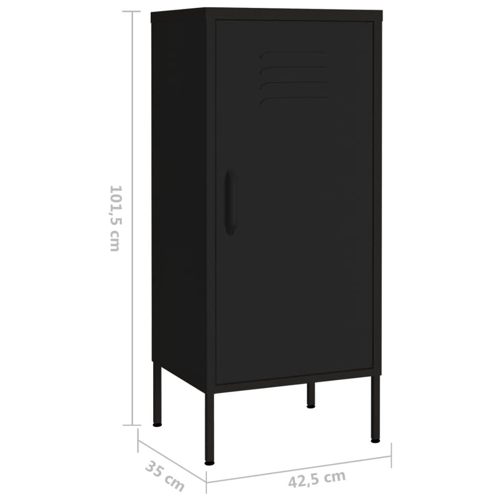 vidaXL Lagerschrank Sideboard Kommode Anrichte Stahlschrank Schrank Beistellschrank Mehrzweckschrank Bücherschrank Standschrank Schwarz 42,5x35x101,5cm Stahl