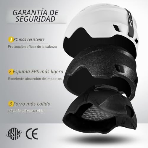 Miniatura 2 de Odoland Kit De Casco Esquí Con Gafas Esquí, Casco Snowboard Para Hombres Mujeres Jóvenes, Protección Uv 400 Y A Prueba De Viento, Casco Deportivo Para Esquí Snowboard Y Patinaje, Blanco, L