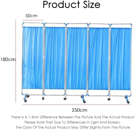 5 Panel Folding Room Divider on Wheels - Portable Privacy Screen for Emergency Rooms, Spas, and Clinics - Space-Saving, Easy to Move, Durable Design