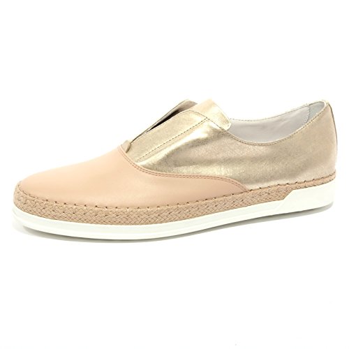 Tod's B1455 Sneaker Donna Francesina Rafia Pelle beige Shoes Women [38]