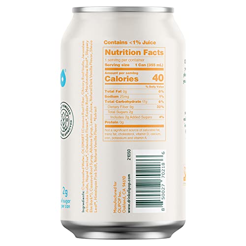 Olipop - Cream Soda Sparkling Tonic - A New Kind Of Soda, Prebiotic Soft Drink, 9G Of Dietary Plant Fiber, Botanical-Rich, 2G Sugar Per Can, Caffeine-Free, Low-Calorie, Vegan, Non-Gmo (12Oz, 12-Pack) #TOP1