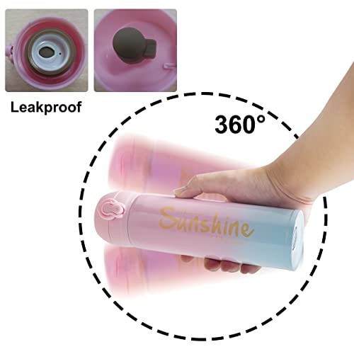Obr Insulated Water Bottle, Kids Stainless Steel Water Bottle For School 500Ml/17Oz Boys & Girls Thermoses Flask For Hot And Cold Drinks, Gradient Pink And Blue #TOP3
